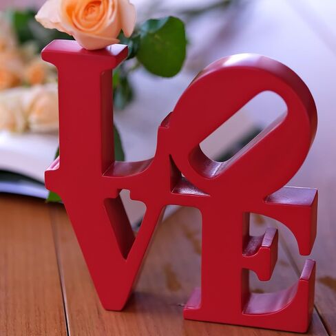 GLOBOTECH Love Word Art Resin Tabletop Décor, Red Contemporary Romantic Gift, Freestanding Home Decoration in Saudi Arabia