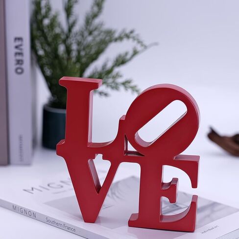 GLOBOTECH Love Word Art Resin Tabletop Décor, Red Contemporary Romantic Gift, Freestanding Home Decoration in Saudi Arabia