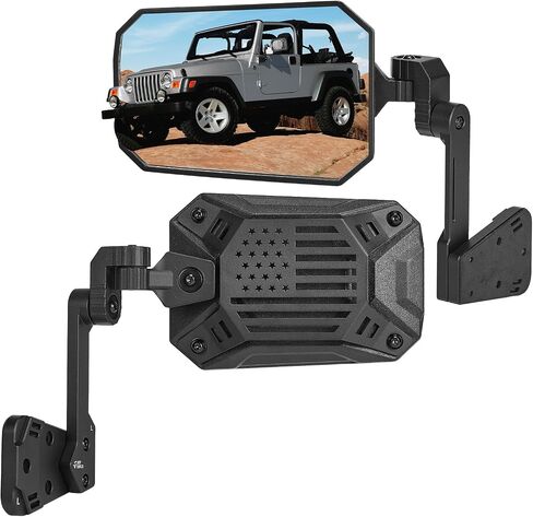 JOYTUTUS Wrangler Side Mirrors Replacement Compatible with Wrangler JK JKU 2007-2018, US Flag Pattern Wrangler JK Side Mirrors, Wider View No Vibrate & Wobble in Kuwait