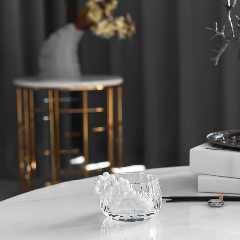 Crystal Storage Jar, Glass Makeup Storage Container, Crystal Candy Dish Tiny Hand-Cut Small Decorative Bowl, Diamond-Cut Luxury Cosmetic Organizer for Vanity, Bathroom, Kitchen Decor in Saudi Arabia