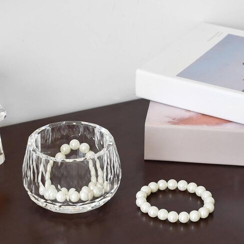 Crystal Storage Jar, Glass Makeup Storage Container, Crystal Candy Dish Tiny Hand-Cut Small Decorative Bowl, Diamond-Cut Luxury Cosmetic Organizer for Vanity, Bathroom, Kitchen Decor in Saudi Arabia