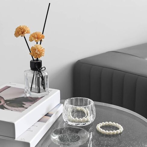 Crystal Storage Jar, Glass Makeup Storage Container, Crystal Candy Dish Tiny Hand-Cut Small Decorative Bowl, Diamond-Cut Luxury Cosmetic Organizer for Vanity, Bathroom, Kitchen Decor in Saudi Arabia