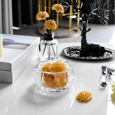 Crystal Storage Jar, Glass Makeup Storage Container, Crystal Candy Dish Tiny Hand-Cut Small Decorative Bowl, Diamond-Cut Luxury Cosmetic Organizer for Vanity, Bathroom, Kitchen Decor in Saudi Arabia