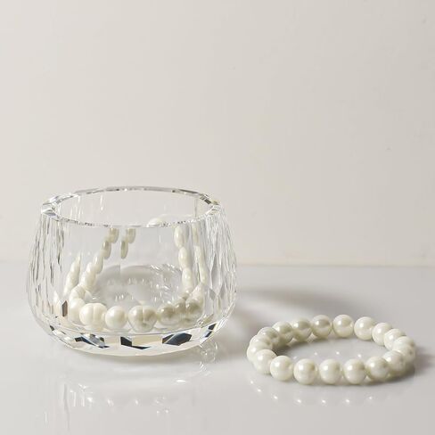 Crystal Storage Jar, Glass Makeup Storage Container, Crystal Candy Dish Tiny Hand-Cut Small Decorative Bowl, Diamond-Cut Luxury Cosmetic Organizer for Vanity, Bathroom, Kitchen Decor in Saudi Arabia