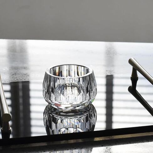 Crystal Storage Jar, Glass Makeup Storage Container, Crystal Candy Dish Tiny Hand-Cut Small Decorative Bowl, Diamond-Cut Luxury Cosmetic Organizer for Vanity, Bathroom, Kitchen Decor in Saudi Arabia