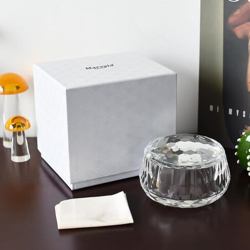 Crystal Storage Jar, Glass Makeup Storage Container, Crystal Candy Dish Tiny Hand-Cut Small Decorative Bowl, Diamond-Cut Luxury Cosmetic Organizer for Vanity, Bathroom, Kitchen Decor in Saudi Arabia