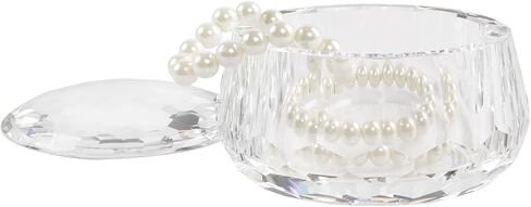 Crystal Storage Jar, Glass Makeup Storage Container, Crystal Candy Dish Tiny Hand-Cut Small Decorative Bowl, Diamond-Cut Luxury Cosmetic Organizer for Vanity, Bathroom, Kitchen Decor in Saudi Arabia