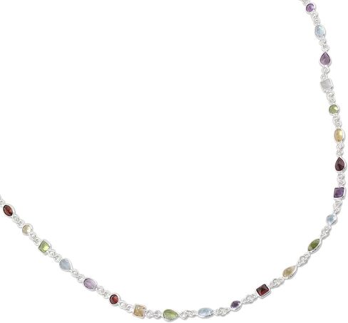 Novica Artisan Handmade MultiGemstone Long Station Netclace Garnet Amethyst Citrine India [1.7 in L x 0.8 in W × 0.3 في D] "ألوان مبهجة" in Saudi Arabia