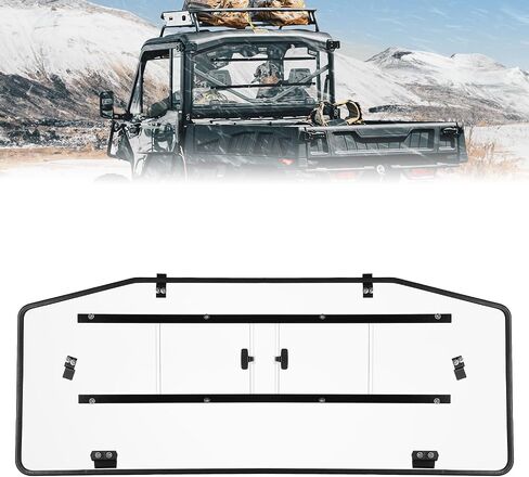 الزجاج الأمامي Kemimoto UTV ، النافذة الخلفية لشاشة الرياح الخلفية مع لوحة انزلاق متوافقة مع Defender HD 5/8 / 10 / MAX 2016 2017 2018 2019 2020 2021 2022 2023 2024 in Saudi Arabia