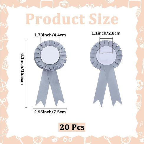 CRASPIRE 20PCS AWRENT BLANK RIBBON WHITE BUNT BUN BROCH WINNER VICTORY VICTORY ROSETTE RIBBON GRAND GRAND in Saudi Arabia