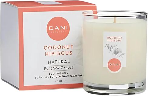 Naturals Soy Candle - Coconut Hibiscus Scented, 100% Pure Soy Wax, Kosher, Non-Toxic, Long-Lasting Burn - 7.5 oz in Saudi Arabia