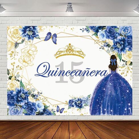 7x5ft Quinceañera 15th Birthday Backdrop Mis Quince Anos 15th Party Decorations for Sweet Girl Princess Red Gold Glitter Floral Crown Butterfly Banner Photography Background Party Favors in Saudi Arabia