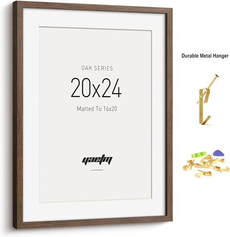 Yaetm 8x10 Picture Frame with Mat for 5x7 – Brown Walnut, Rustic Solid Wood Frame 8 x 10 with Tempered Glass for Art Print & Picture, Display on Tabletop & Wall (Single, Walnut) in Saudi Arabia