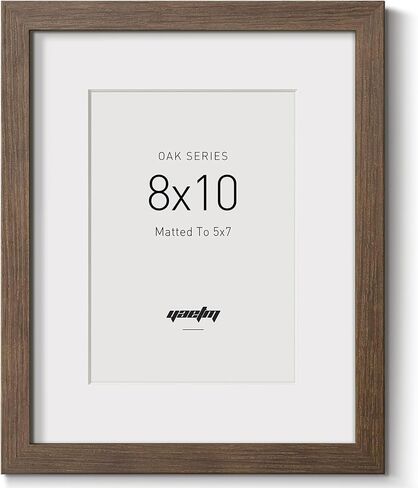 Yaetm 8x10 Picture Frame with Mat for 5x7 – Brown Walnut, Rustic Solid Wood Frame 8 x 10 with Tempered Glass for Art Print & Picture, Display on Tabletop & Wall (Single, Walnut) in Saudi Arabia