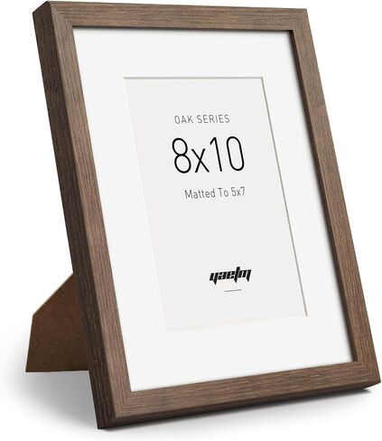 Yaetm 8x10 Picture Frame with Mat for 5x7 – Brown Walnut, Rustic Solid Wood Frame 8 x 10 with Tempered Glass for Art Print & Picture, Display on Tabletop & Wall (Single, Walnut) in Saudi Arabia