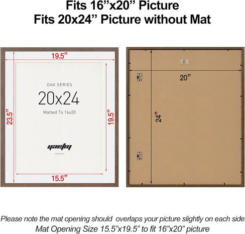 Yaetm 8x10 Picture Frame with Mat for 5x7 – Brown Walnut, Rustic Solid Wood Frame 8 x 10 with Tempered Glass for Art Print & Picture, Display on Tabletop & Wall (Single, Walnut) in Saudi Arabia