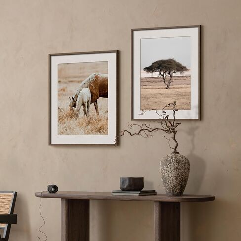 Yaetm 8x10 Picture Frame with Mat for 5x7 – Brown Walnut, Rustic Solid Wood Frame 8 x 10 with Tempered Glass for Art Print & Picture, Display on Tabletop & Wall (Single, Walnut) in Saudi Arabia