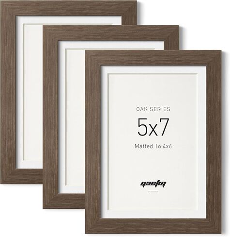 Yaetm 8x10 Picture Frame with Mat for 5x7 – Brown Walnut, Rustic Solid Wood Frame 8 x 10 with Tempered Glass for Art Print & Picture, Display on Tabletop & Wall (Single, Walnut) in Kuwait