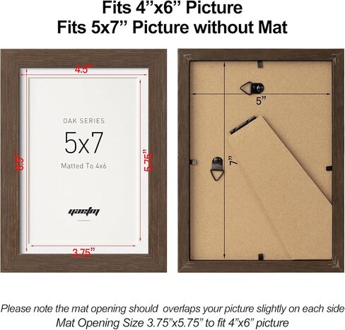 Yaetm 8x10 Picture Frame with Mat for 5x7 – Brown Walnut, Rustic Solid Wood Frame 8 x 10 with Tempered Glass for Art Print & Picture, Display on Tabletop & Wall (Single, Walnut) in Kuwait