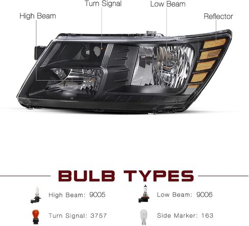 JSBOYAT Fits for 2009-2020 Dodge Journey Headlight Assembly Replacement OE Headlamp Driver and Passenger Side in Saudi Arabia