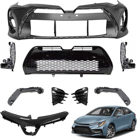 9PCS الأمامي المصد والشبكة مع مصابيح الضباب تناسب 2017 2018 2018 Toyota Corolla SE XSE in Kuwait