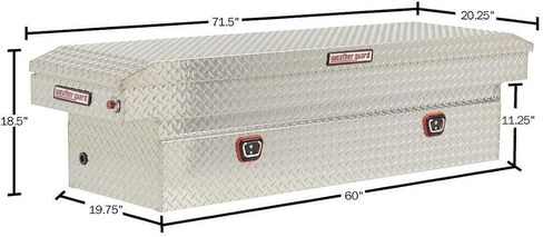 Weather Guard, 71.5in. Saddle Box, Width 72 in, Material Aluminum, Color Finish Diamond Plate Silver, Model# 127-0-03 in Saudi Arabia