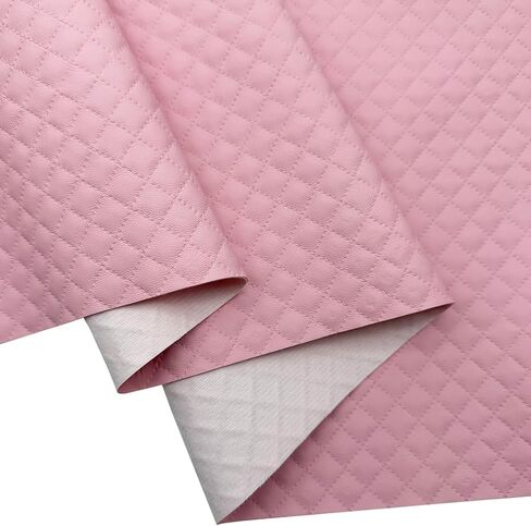 Soft FauxLeather Fabric 16 x 54 Inches Quilted Plaid Upholstery Vinyl for Motorcycle Sofa Bags Chairs Car Seats Upholstery DIY Crafts (Black) in Kuwait