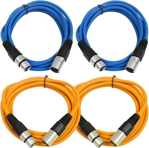 Seismic Audio - SAXLX-6-4 Pack of 6' XLR Male to XLR Female Patch Cables - Balanced - 6 Foot Patch Cord - Blue and Red in Saudi Arabia