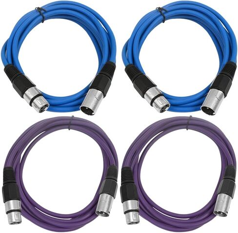 Seismic Audio - SAXLX-6-4 Pack of 6' XLR Male to XLR Female Patch Cables - Balanced - 6 Foot Patch Cord - Blue and Red in Saudi Arabia