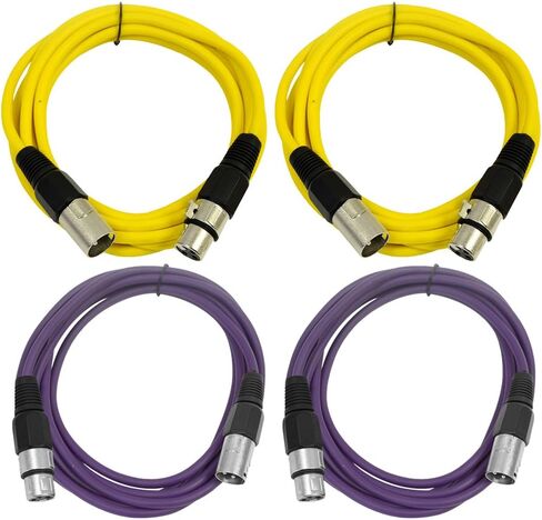 Seismic Audio - SAXLX-6-4 Pack of 6' XLR Male to XLR Female Patch Cables - Balanced - 6 Foot Patch Cord - Blue and Red in Saudi Arabia