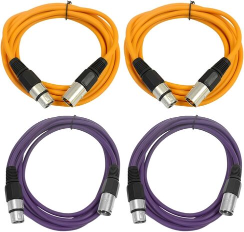 Seismic Audio - SAXLX-6-4 Pack of 6' XLR Male to XLR Female Patch Cables - Balanced - 6 Foot Patch Cord - Blue and Red in Saudi Arabia