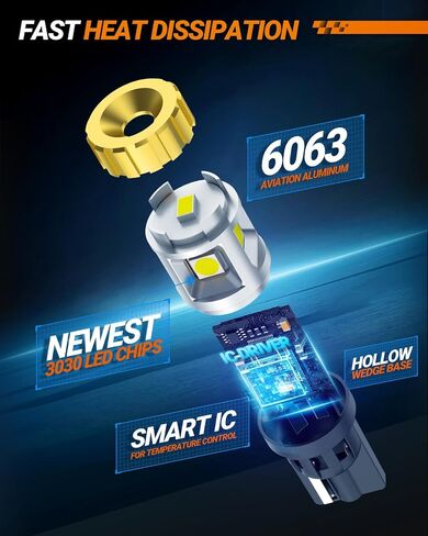 SEALIGHT 194 LED Bulb for License Plate Light, 6000K White 168 W5W 2825 T10 LED Light Bulb 1200% Super Bright for Dome Map Door Courtesy Dash Lights Pack of 2 in Saudi Arabia