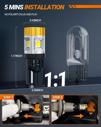 SEALIGHT 194 LED Bulb for License Plate Light, 6000K White 168 W5W 2825 T10 LED Light Bulb 1200% Super Bright for Dome Map Door Courtesy Dash Lights Pack of 2 in Saudi Arabia