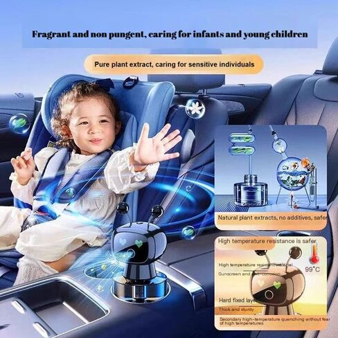 Robot Intelligent Aromatherapy Machine, Smart Cute Robot Car Air Freshener - Fine Spray/Fillable/Four-Gear Adjustment/Vibration Sensing/On-Off/Large Capacity Long-Lasting Fragrance/Black-V2(Cologne) in Saudi Arabia