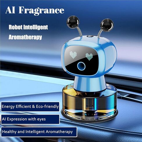 Robot Intelligent Aromatherapy Machine, Smart Cute Robot Car Air Freshener - Fine Spray/Fillable/Four-Gear Adjustment/Vibration Sensing/On-Off/Large Capacity Long-Lasting Fragrance/Black-V2(Cologne) in Saudi Arabia