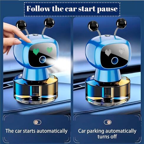 Robot Intelligent Aromatherapy Machine, Smart Cute Robot Car Air Freshener - Fine Spray/Fillable/Four-Gear Adjustment/Vibration Sensing/On-Off/Large Capacity Long-Lasting Fragrance/Black-V2(Cologne) in Saudi Arabia