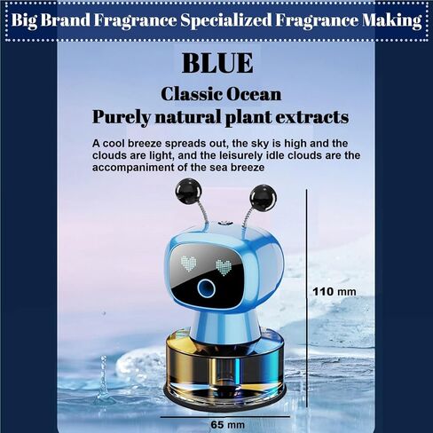 Robot Intelligent Aromatherapy Machine, Smart Cute Robot Car Air Freshener - Fine Spray/Fillable/Four-Gear Adjustment/Vibration Sensing/On-Off/Large Capacity Long-Lasting Fragrance/Black-V2(Cologne) in Saudi Arabia