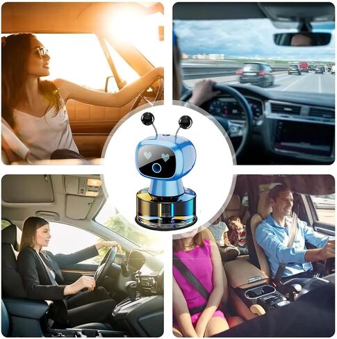 Robot Intelligent Aromatherapy Machine, Smart Cute Robot Car Air Freshener - Fine Spray/Fillable/Four-Gear Adjustment/Vibration Sensing/On-Off/Large Capacity Long-Lasting Fragrance/Black-V2(Cologne) in Saudi Arabia