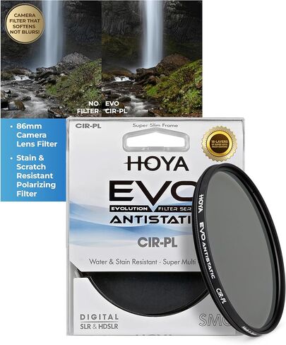 فلتر مستقطب دائري Hoya Evo Antistatic CPL - 105 ملم - طارد للغبار / البقع / الماء، إطار مرشح منخفض المستوى in Saudi Arabia
