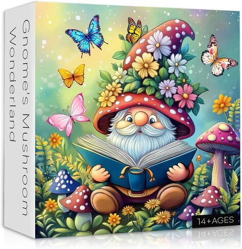Cute Gnome Puzzles for Adults 1000 Piece, Nature Cactus Succulent Plant Themed, Funny Spring Gnome Jigsaw Puzzles Challenging in Kuwait