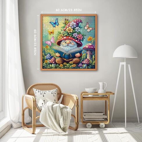 Cute Gnome Puzzles for Adults 1000 Piece, Nature Cactus Succulent Plant Themed, Funny Spring Gnome Jigsaw Puzzles Challenging in Kuwait