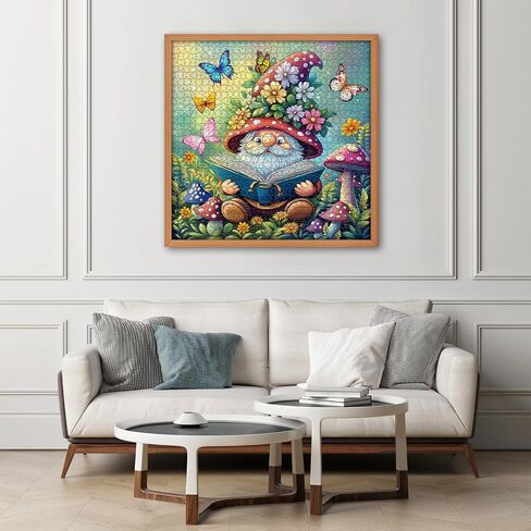 Cute Gnome Puzzles for Adults 1000 Piece, Nature Cactus Succulent Plant Themed, Funny Spring Gnome Jigsaw Puzzles Challenging in Kuwait