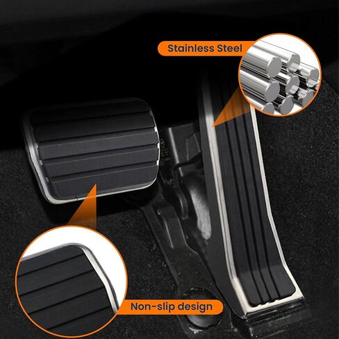 BEETECH Car Pedal Covers Compatible with Mazda3 CX-30 MX-30 CX-60 Stainless Steel Accelerator Gas Brake Pedal Set Silver with Non-Slip Rubber Mazda Car Accessories in Saudi Arabia