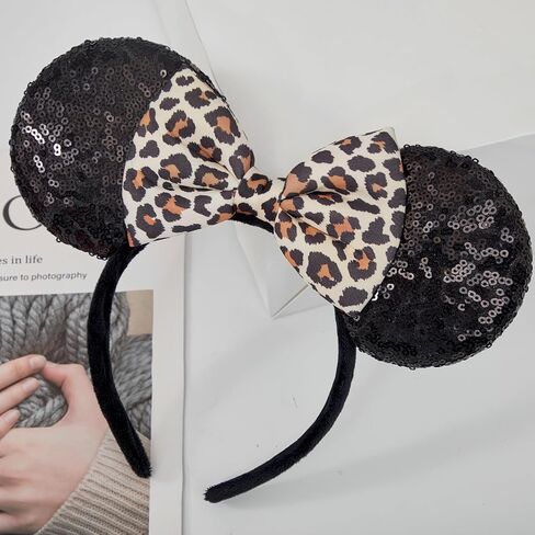 Handmade Sparkly Mouse Ears Headband for Adults & Kids | Upgraded Wide Band |Velvet Non-Slip Band, All-Day Comfort in Kuwait