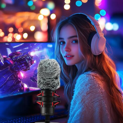 مرشح الزجاج الأمامي/البوب ​​لميكروفونات HyperX QuadCast (S) - غطاء ميكروفون فروي لتقليل ضوضاء الرياح والضوضاء المحيطة مع وصول الفتحة العلوية لزر كتم الصوت (وردي فروي) in Saudi Arabia
