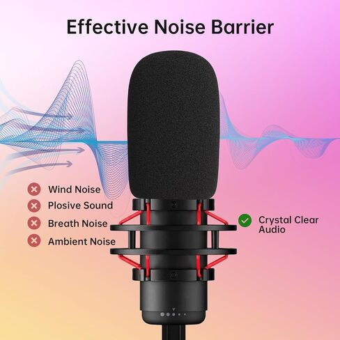 مرشح الزجاج الأمامي/البوب ​​لميكروفونات HyperX QuadCast (S) - غطاء ميكروفون فروي لتقليل ضوضاء الرياح والضوضاء المحيطة مع وصول الفتحة العلوية لزر كتم الصوت (وردي فروي) in Saudi Arabia
