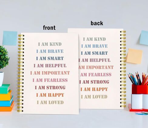 Motivational Quote Spiral Notebook,Boho Rainbow I Am Kind Lined Notebook Hardcover,College Ruled Notebook Journal for Writing,Inspirational Gifts for Kids Student,5.5x8.3 in Saudi Arabia