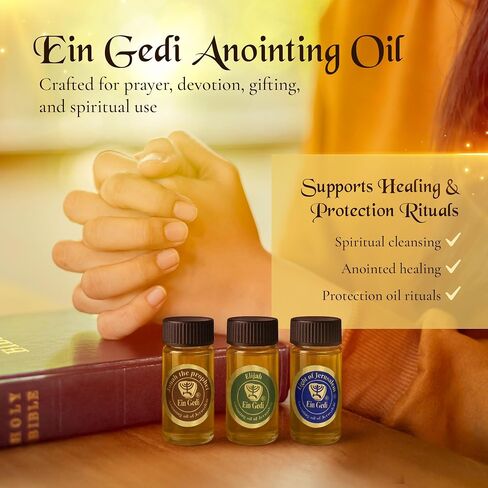 Ein Gedi Anointing Oil for Prayer 3 Bottles Set 10ml/0.34oz Each Bottle - The Original Perfumes of The Bible (Jonah The Prophet, Elijah The Prophet and Light of Jerusalem) in Kuwait