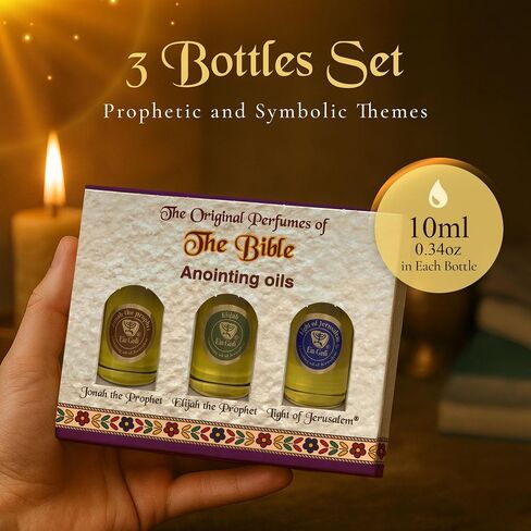 Ein Gedi Anointing Oil for Prayer 3 Bottles Set 10ml/0.34oz Each Bottle - The Original Perfumes of The Bible (Jonah The Prophet, Elijah The Prophet and Light of Jerusalem) in Kuwait