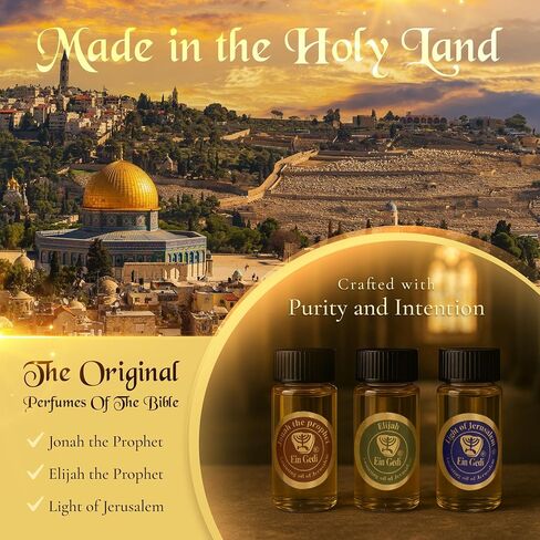 Ein Gedi Anointing Oil for Prayer 3 Bottles Set 10ml/0.34oz Each Bottle - The Original Perfumes of The Bible (Jonah The Prophet, Elijah The Prophet and Light of Jerusalem) in Kuwait